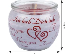 HS Candle Kerzen^Duftkerzen Sprüche 6er Pack Ich Liebe Dich