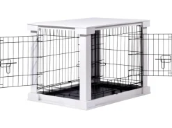 Dobar Hundebedarf^Hundebox Indoor mit Tischoberfläche 83 x 55 x 59 cm Weiß