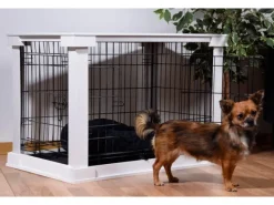 Dobar Hundebedarf^Hundebox Indoor mit Tischoberfläche 83 x 55 x 59 cm Weiß