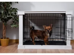 Dobar Hundebedarf^Hundebox Indoor mit Tischoberfläche 83 x 55 x 59 cm Weiß