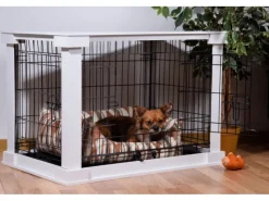 Dobar Hundebedarf^Hundebox Indoor mit Tischoberfläche 83 x 55 x 59 cm Weiß