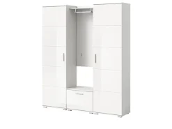Inn.Furn Garderobe Set Weiß Hochglanz 4-teilig 165 cm Viel Stauraum Grazie