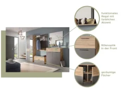 Inn.Furn Garderoben-Set Eiche Grau 3-teilig 175 cm mit Soft-Close Tomaso