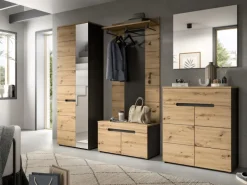 Inn.Furn Möbelserien^Garderoben-Set 3-teilig in Eiche und Grau 160 cm Cooper