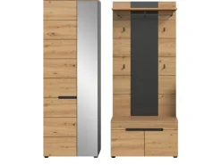 Inn.Furn Möbelserien^Garderoben-Set 3-teilig in Eiche und Grau 160 cm Cooper