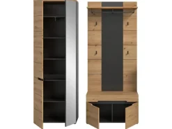 Inn.Furn Möbelserien^Garderoben-Set 3-teilig in Eiche und Grau 160 cm Cooper