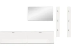 Inn.Furn Möbelserien^Garderoben-Set 5-teilig in Weiß Hochglanz 238 cm SystemX