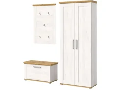 Inn.Furn Garderoben-Set 3-teilig Weiß Lärche 175 cm Landhaus-Stil Mirano