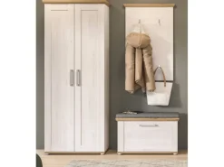 Inn.Furn Garderoben-Set 3-teilig Weiß Lärche 175 cm Landhaus-Stil Mirano