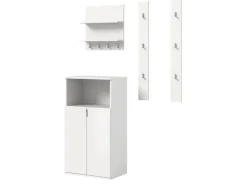 Inn.Furn Garderoben-Set 4-teilig in Weiß Hochglanz 117 cm SystemX