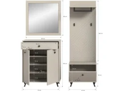 Inn.Furn Möbelserien^Garderoben-Set 4-teilig Sand 195 cm mit Fräsungen Apunti