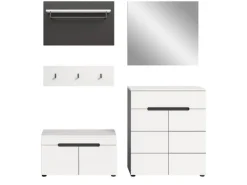 Inn.Furn Möbelserien^Garderoben-Set 5-teilig in Weiß und Grau 175 cm Cooper