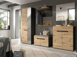 Inn.Furn Möbelserien^Garderoben-Set 2-teilig Eiche Grau 80 cm mit Soft-Close Cooper