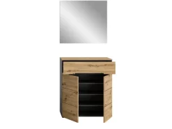 Inn.Furn Möbelserien^Garderoben-Set 2-teilig Eiche Grau 80 cm mit Soft-Close Cooper