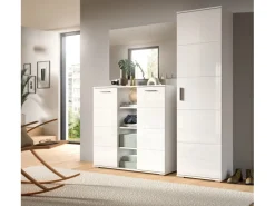 Inn.Furn Möbelserien^Garderoben-Set 3-teilig Weiß Hochglanz 180 cm mit 13 Fächern Grazie
