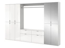 Inn.Furn Garderoben-Set 5-teilig Weiß Hochglanz 273 cm Viel Stauraum SystemX