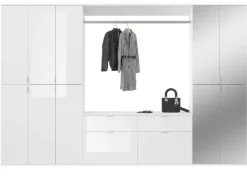 Inn.Furn Garderoben-Set 5-teilig Weiß Hochglanz 273 cm Viel Stauraum SystemX