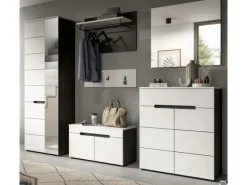 Inn.Furn Garderoben-Set 6-teilig in Weiß und Grau 255 cm Cooper