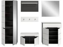 Inn.Furn Garderoben-Set 6-teilig in Weiß und Grau 255 cm Cooper