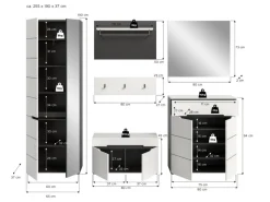 Inn.Furn Garderoben-Set 6-teilig in Weiß und Grau 255 cm Cooper