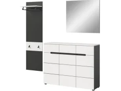 Inn.Furn Möbelserien^Garderoben-Set 3-teilig in Weiß und Grau 180 cm Cooper