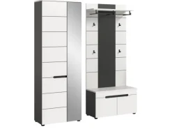 Inn.Furn Möbelserien^Garderoben-Set 3-teilig in Weiß und Grau 160 cm Cooper
