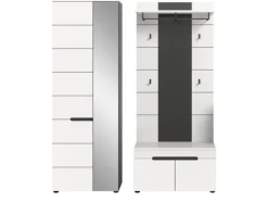 Inn.Furn Möbelserien^Garderoben-Set 3-teilig in Weiß und Grau 160 cm Cooper