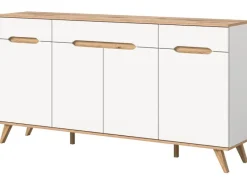 Inn.Furn Sideboard Weiß Eiche 185 cm mit Soft-Close-Funktion Hygge
