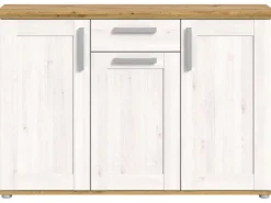 Inn.Furn Sideboard Weiß Lärche Eiche Artisan 137 cm Landhaus-Stil Mirano