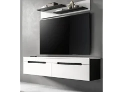 Inn.Furn Schweberegale^TV-Lowboard und Wandboard in Weiß und Grau 170 cm Cooper