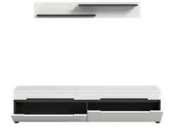 Inn.Furn Schweberegale^TV-Lowboard und Wandboard in Weiß und Grau 170 cm Cooper