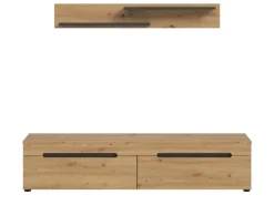 Inn.Furn Schweberegale^TV-Lowboard und Wandboard in Eiche und Grau 170 cm Cooper