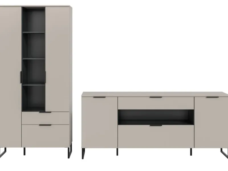 Inn.Furn Wohnwand in Kaschmir und Schwarz 290 cm Morena