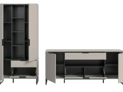 Inn.Furn Wohnwand in Kaschmir und Schwarz 290 cm Morena