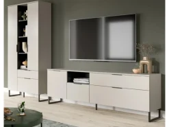 Inn.Furn Wohnwände^Wohnwand in Kaschmir und Schwarz 290 cm mit Soft-Close Morena