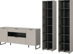 Inn.Furn Wohnwände^Wohnwand in Kaschmir und Schwarz 305 cm Morena