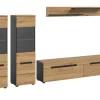 Inn.Furn Schweberegale|Vitrinen^Wohnwand in Eiche und Grau 272 cm Cooper