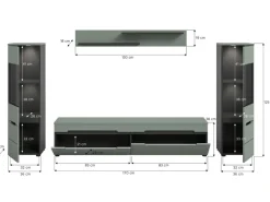 Inn.Furn Wohnwand in Salbei und Grau 272 cm Cooper