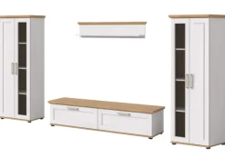 Inn.Furn Wohnwand in Weiß Lärche Landhaus 4-teilig 316 cm Mirano