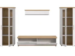 Inn.Furn Wohnwand in Weiß Lärche Landhaus 4-teilig 316 cm Mirano