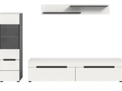 Inn.Furn Schweberegale|Vitrinen^Wohnwand in Weiß und Grau 221 cm Cooper