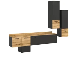 Inn.Furn Wohnwände^Wohnwand 3-teilig Grau Evoke Eiche 247 cm mit Soft-Close Elian