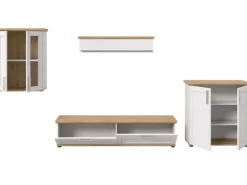 Inn.Furn Wohnwand 4-teilig in Weiß Lärche Landhaus 336 cm Mirano