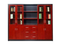 Jet-Line Büroregale^Aktenschrank Bloomfield in Mahagoni-Optik mit Glastüren 200x240x40 cm