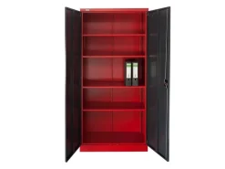 Jet-Line Büroregale^Stahlschrank Moskau in Anthrazit-Rot 90 x 40 x 185 cm mit Abschließbaren Türen