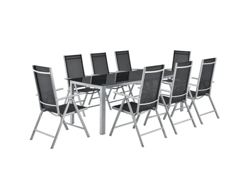 Juskys Stühle^Aluminium Gartengarnitur Milano 9 Teilig mit Tisch und 8 Stühlen