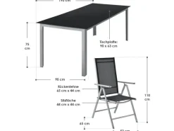 Juskys Stühle^Aluminium Gartengarnitur Milano 9 Teilig mit Tisch und 8 Stühlen