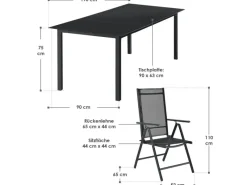 Juskys Stühle^Aluminium Gartengarnitur Milano 9 Teilig mit Tisch und 8 Stühlen
