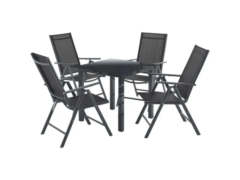 Juskys Stühle^Aluminium Gartengarnitur Milano 5 Teilig mit Tisch und 4 Stühlen