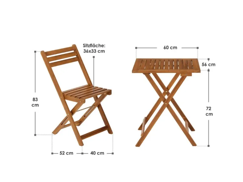 Juskys Balkonmöbel Set Bala mit Tisch und 2 Stühlen